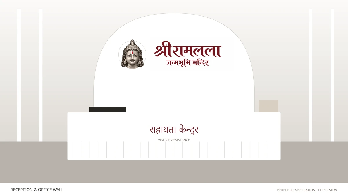 स्वागत एवं सहायता केन्द्र में portrait और नाम का उपयोग