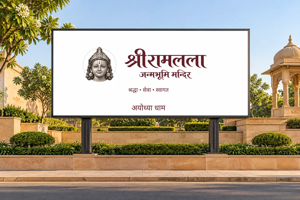 बिलबोर्ड विज्ञापन में portrait और नाम का उपयोग