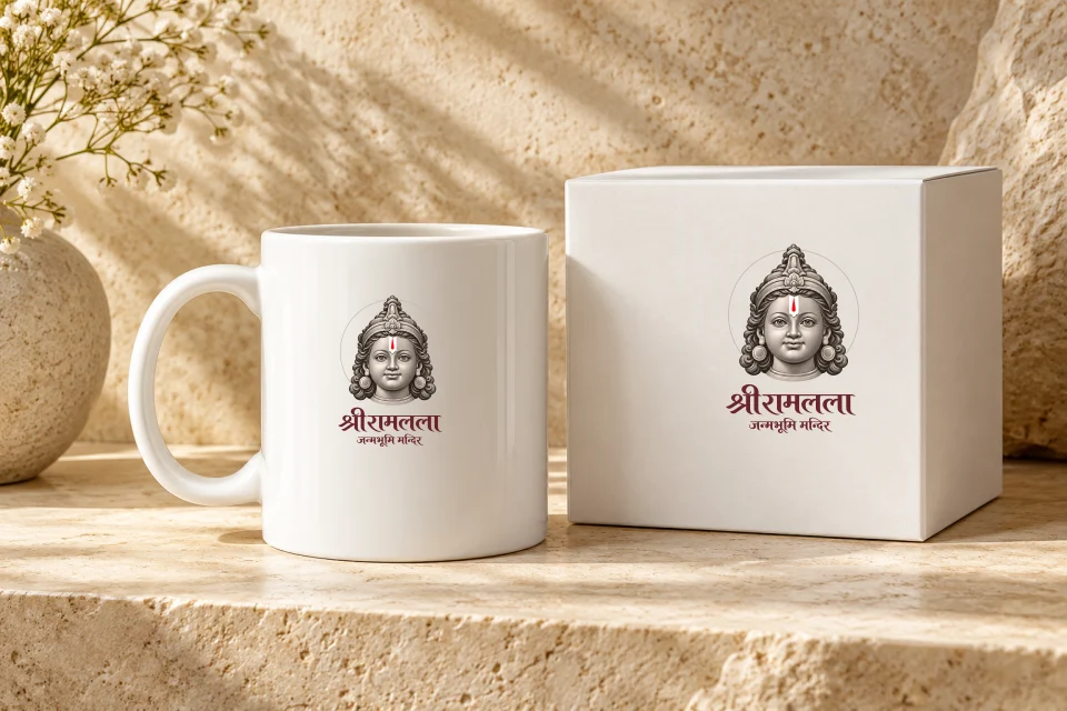 स्मृति मग और उपहार बॉक्स में portrait और नाम का उपयोग